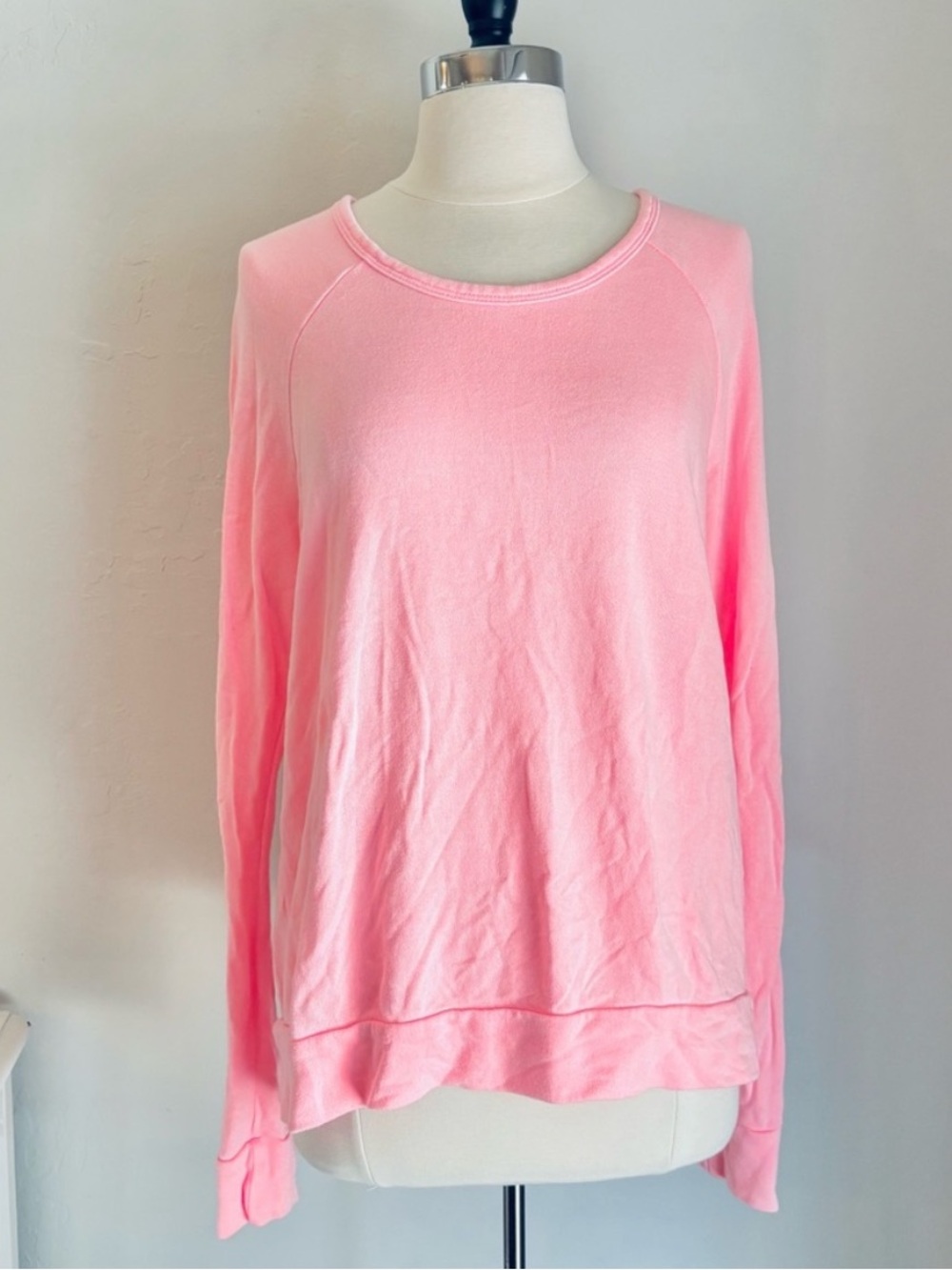 Sundry Pullover Long Sleeve Crewneck Sweatshirt Hot Pink, Cotton Mix, Sz 0 XS